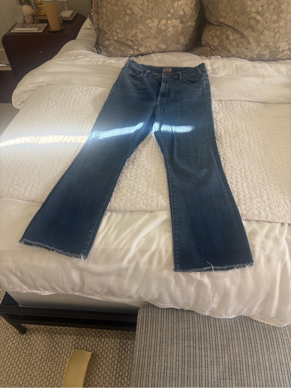 MOTHER Dark Blue Ankle Bootcut Jeans